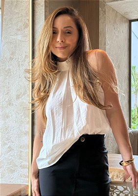 Blusa Crepe De Seda Fechamento No Pecoço Marina @usemika Feminino