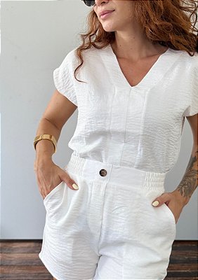 Conjunto Viscolinho Blusa e Short Com Elástico Fernanda @usemika Feminino