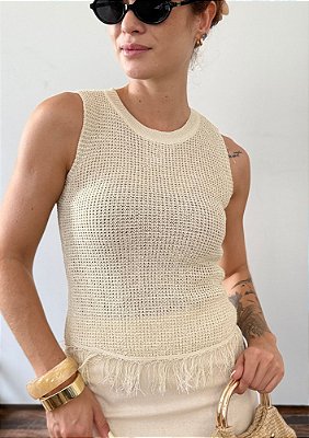 Blusa Regata Croche com Franjas Aline @usemika Feminino