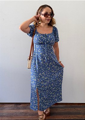 Vestido Viscose Floral com Mangas Camponesa Roberta @usemika Feminino