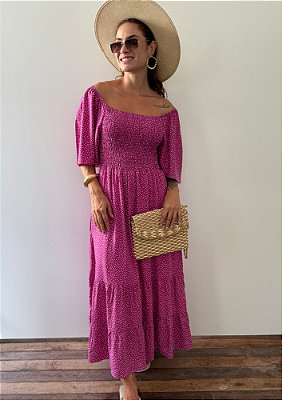 Vestido Viscose Midi Lastex e Manga Dafine @ usemika Feminino