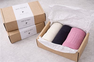 Kit Daily Básica Poliamida Off, Preto e Rosa @usemika Feminino