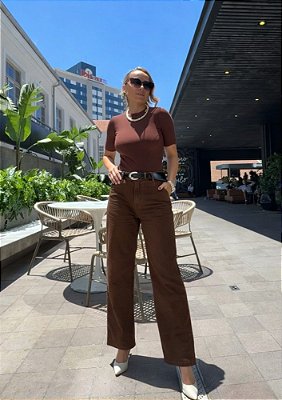 Calça Jeans Reta Cintura Alta Melanie @usemika Feminino