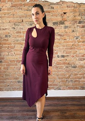 Vestido Canelado Longo com Recorte nas Costas Cátia @usemika Feminino