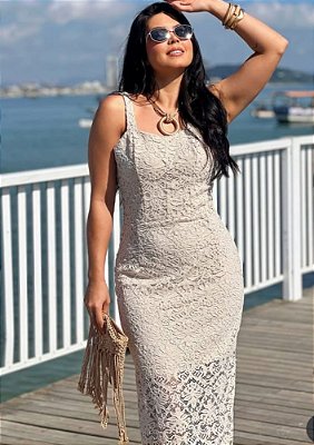 Vestido Renda Aveludada Longo Liana @usemika Feminino