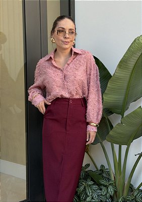 Saia Alfaiataria Midi com Bolsos Laterais Teresa @usemika Feminino