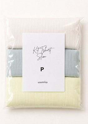 Kit Tshirt Slim Branco, Verde e Azul @usemika Feminino