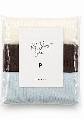 Kit Tshirt Slim Azul, Branco e Marrom @usemika Feminino