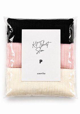 Kit Tshirt Slim Rosa, Preto e Branco @usemika Feminino