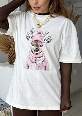 Tshirt Básica Estampa Cervo @usemika Feminino