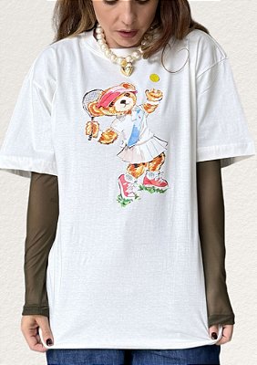 Tshirt Básica Estampa Urso @usemika Feminino