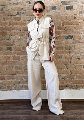 Conjunto Alfaiataria Marant Colete Estilo Parka e Calça Beatriz @usemika Feminino