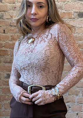 Blusa Renda Manga Comprida Daniele @usemika Feminino