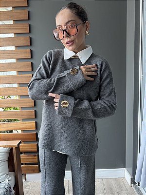 Conjunto Modal Blusa Básica e Calça com Fenda Lateral Fátima @usemika Feminino