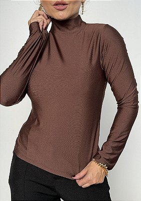Blusa Suplex Simples Manga Longa com Gola Elaine @usemika Feminino