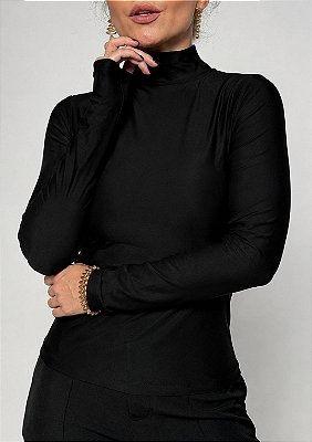 Blusa Suplex Simples Manga Longa com Gola Elaine @usemika Feminino