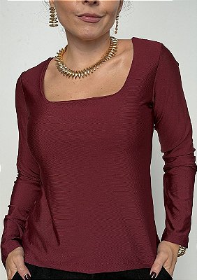 Blusa Suplex Simples Decote Canoa Paola @usemika Feminino