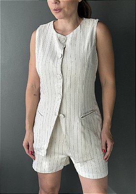 Conjunto Viscose Colete com Recorte em V e Short Heloisa @usemika Feminino