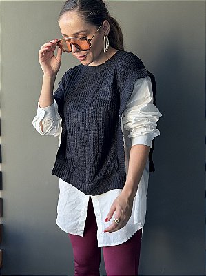 Camisa Tricoline Tricot com Manga Longa Sara @usemika Feminino
