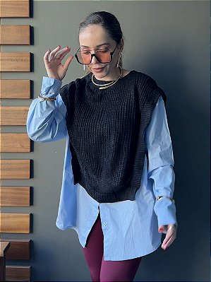Camisa Tricoline Tricot com Manga Longa Sara @usemika Feminino