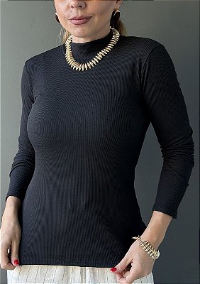Blusa Canelado Térmica Manga Longa com Gola Alta Lívia @usemika Feminino
