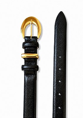 Cinto Fino Fivela Oval Dourada de Couro @usemika Feminino