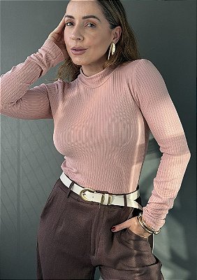 Blusa Poliamida Canelada Manga Longa Maite @usemika Feminino