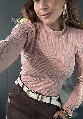 Blusa Poliamida Canelada Manga Longa Maite @usemika Feminino