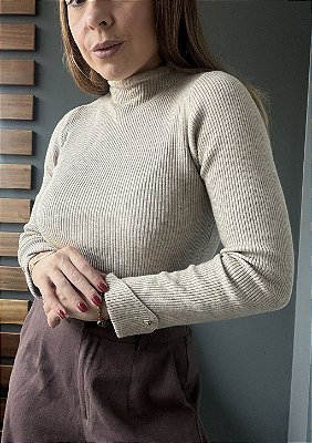 Blusa Modal Slim Canelada com Meia Gola Helena @usemika Feminino