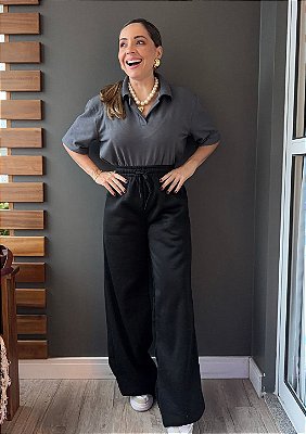Calça Moletom Reta Básica Catarina @usemika Feminino
