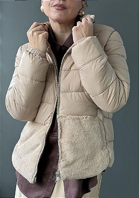 Jaqueta Nylon Puffer Bolsos em Pelo Nina @usemika Feminino