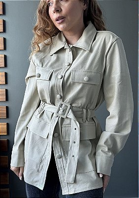 Parka Courino com Bolsos na Frente Adriana @usemika Feminino