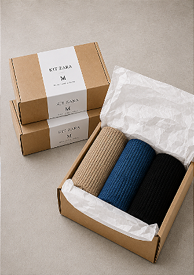Kit Poliamida Regata Fechada Zara Preto, Marrom Claro e Azul @usemika Feminino