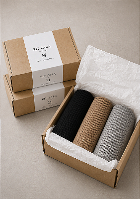 Kit Poliamida Regata Fechada Zara Preto, Marrom Claro e Cinza Claro @usemika Feminino