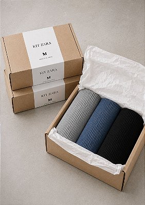 Kit Poliamida Regata Fechada Zara Preto, Azul e Cinza Claro@usemika Feminino