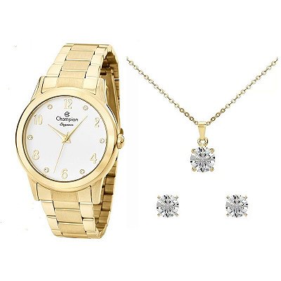 Relógio Champion Feminino CN26751W com Colar e Brincos