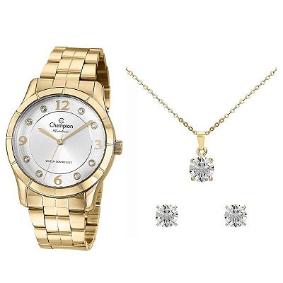 Relógio Champion Feminino CN29909W com Colar e Brincos