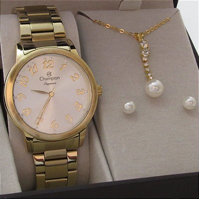 Relógio Champion Feminino CN26000W com Colar e Brincos