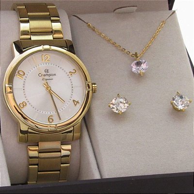 Relógio Champion Feminino CN26644W com Colar e Brincos