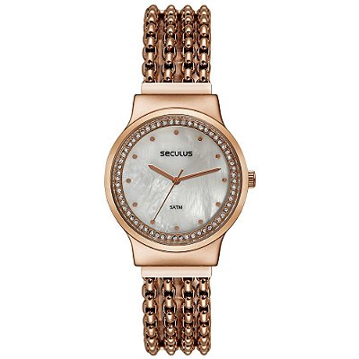 Relógio Feminino Seculus Madrepérola Cristais 23720LPSVRB2
