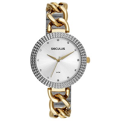 Relógio Feminino Seculus Correntes e Texturas 44257LPSVBB3