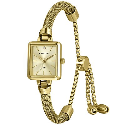 Relógio Lince Feminino Dourado Pulseira Mesh LQGH316L20-S1KX