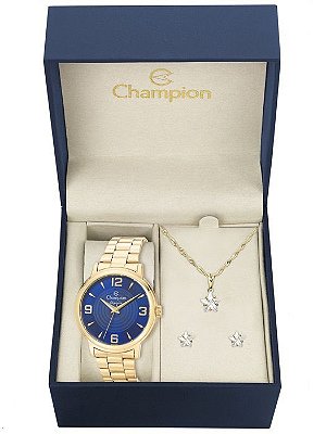 Kit Relógio Champion Elegance Feminino CN26126K com Colar e Brincos