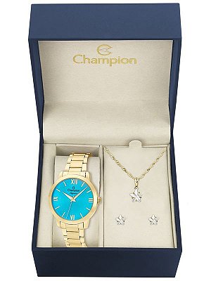 Kit Relógio Champion Elegance Feminino CN25403Y com Colar e Brincos