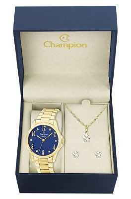 Kit Relógio Champion Elegance Feminino CN26242K com Colar e Brincos