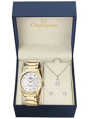 Kit Relógio Champion Elegance Feminino CN29230D com Colar e Brincos