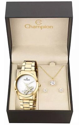 Kit Relógio Champion Elegance Feminino CH25909W com Colar e Brincos