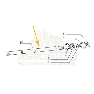 EIXO FRONTAL DA TOMADA DE FORÇA NEW HOLLAND 8430 / 8630 / 8830  - 5107683