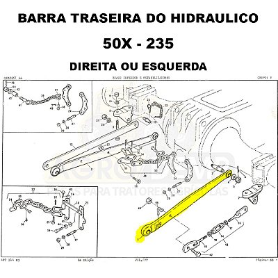 BRACO BARRA DO LEVANTE HIDRAULICO TRASEIRO (BARRA INFERIOR COM OLHAL - LADO DIREITO OU ESQUERDO) MASSEY FERGUSON - 50X / 235 - 1482660