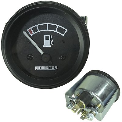 RELÓGIO INDICADOR DE COMBUSTÍVEL (COM LAMPADA - 52MM - MINIMETER) VALMET 68 A 88 - 118 / 128 / 138 / 148 - VALTRA 685 / 785 - 1280 / 1580 / 1780 - 202710 / 231240 / 375301 / 421103 / VA064 / 80336600